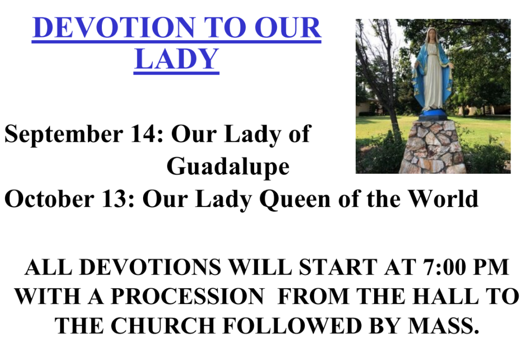 Devotion To Our Lady – Our Lady Queen Of The World | Bay Point, CA