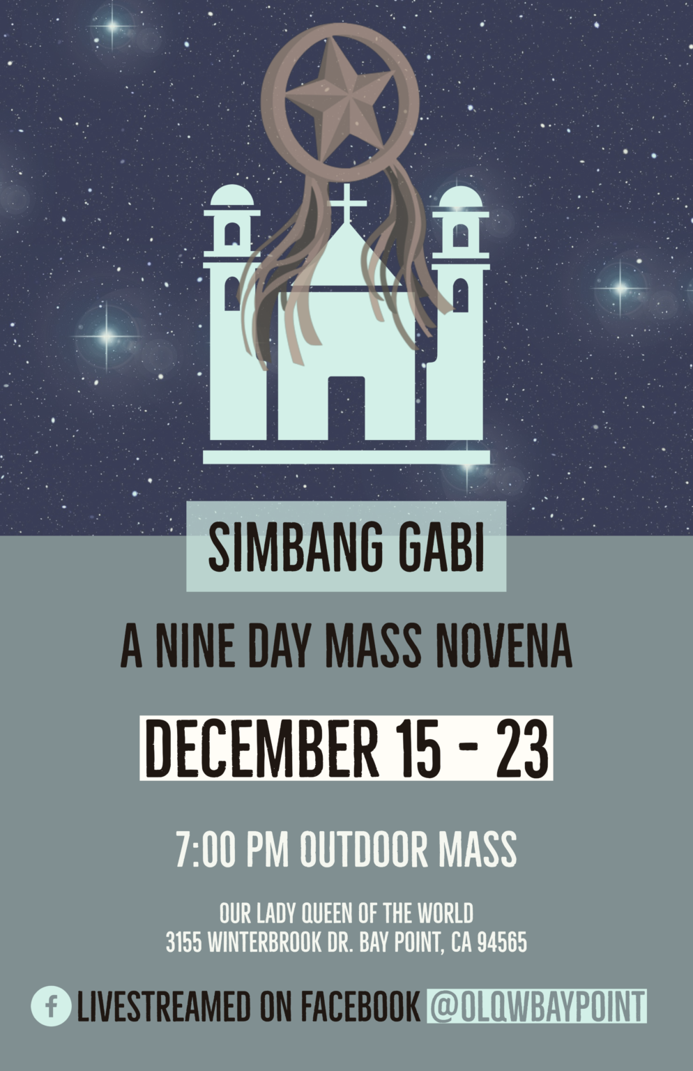 Simbang Gabi Filipino 9-Day Novena – Our Lady Queen of the World | Bay Point, CA