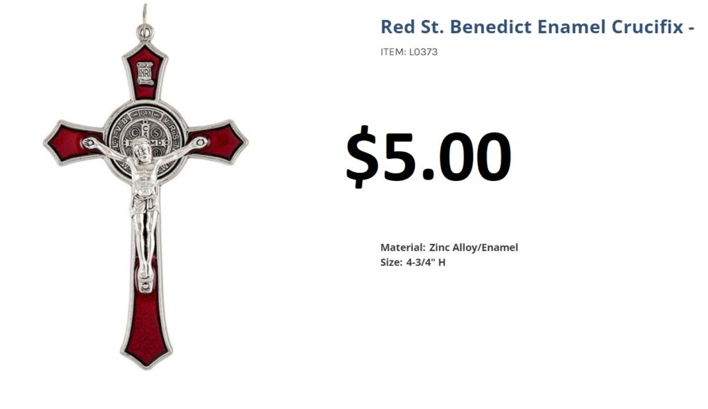 Red St. Benedict Enamel Crucifix - $5.00