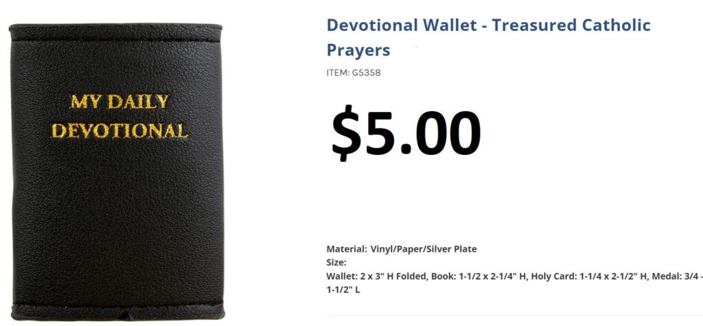 Devotional Wallet (Treasured Catholic Prayers) - $5.00