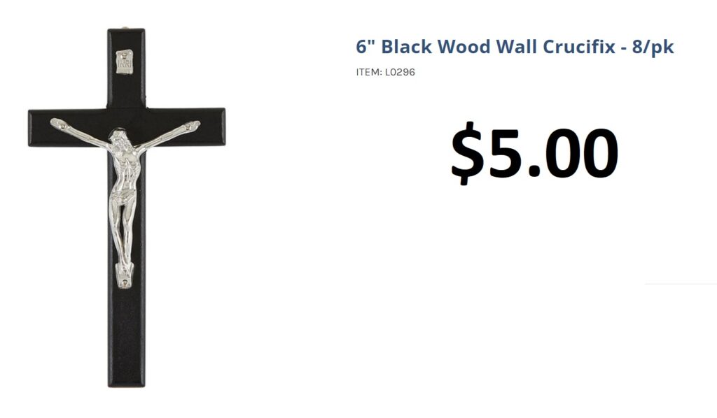 6" Black Wood Wall Crucifix - $5.00